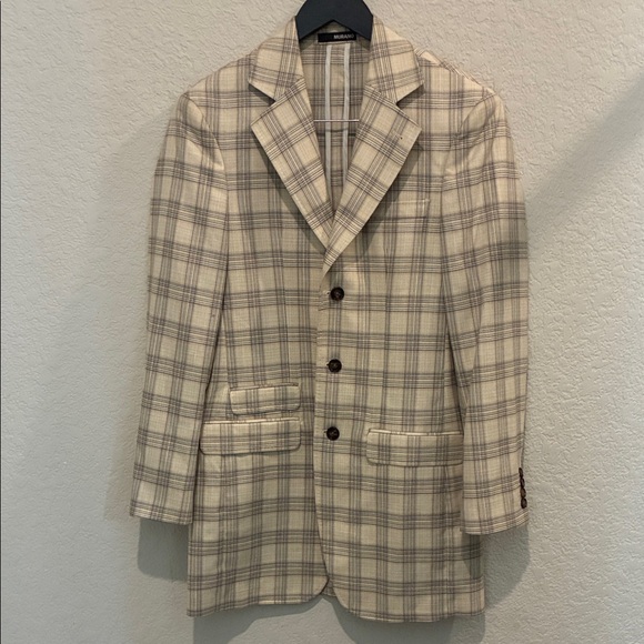 Murano Other - Murano Cream & Gray Plaid Men's Sport Coat